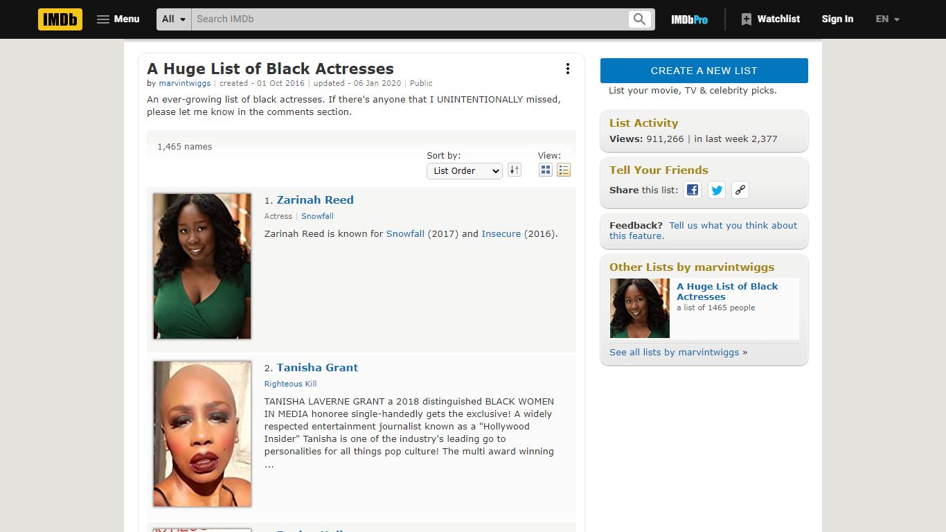 A Huge List of Black Actresses - IMDb